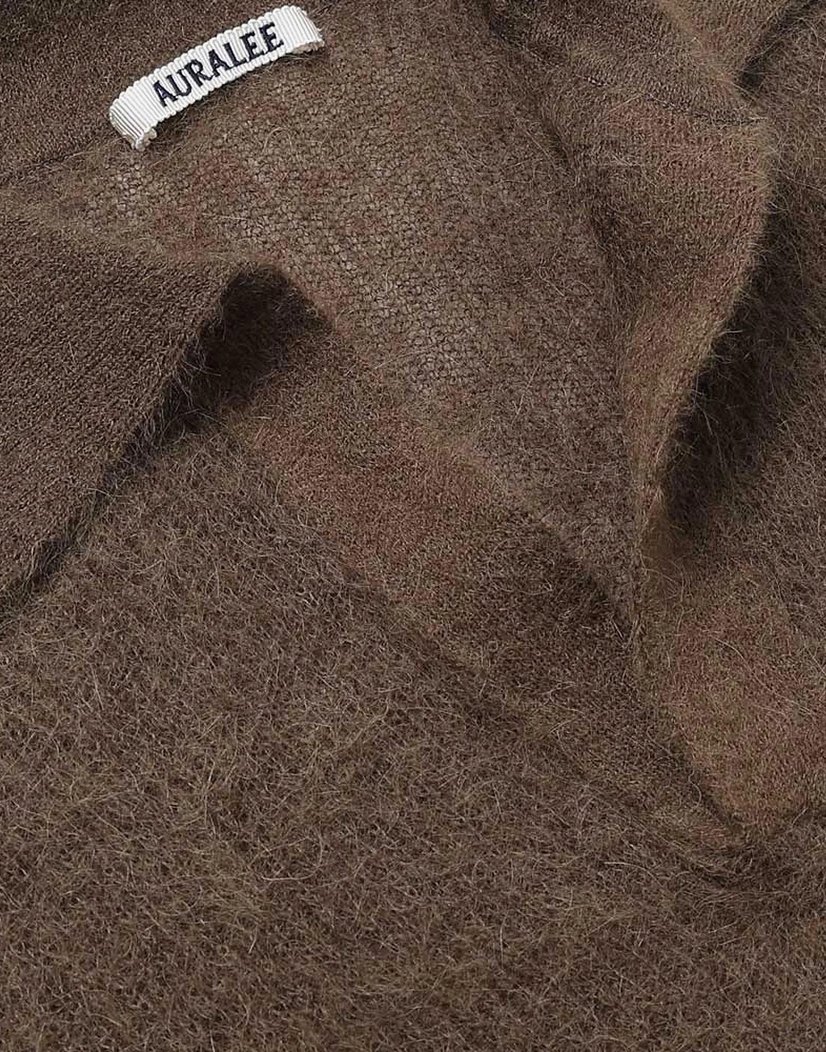 Auralee - BABY SURI ALPACA SHEER KNIT SKIPPER POLO (DARK BROWN